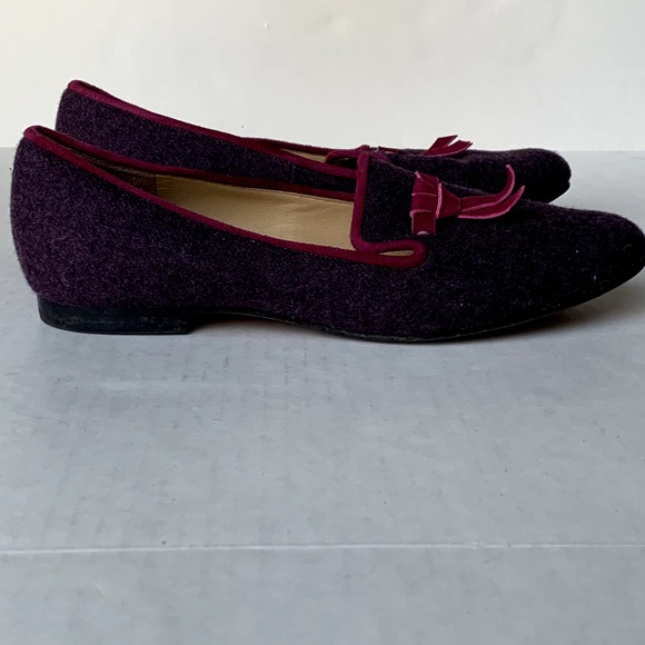 Cole Haan Purple Wool Loafers Pink Maroon Velvet Bow Slip On Flats 10B - Picture 3 of 8